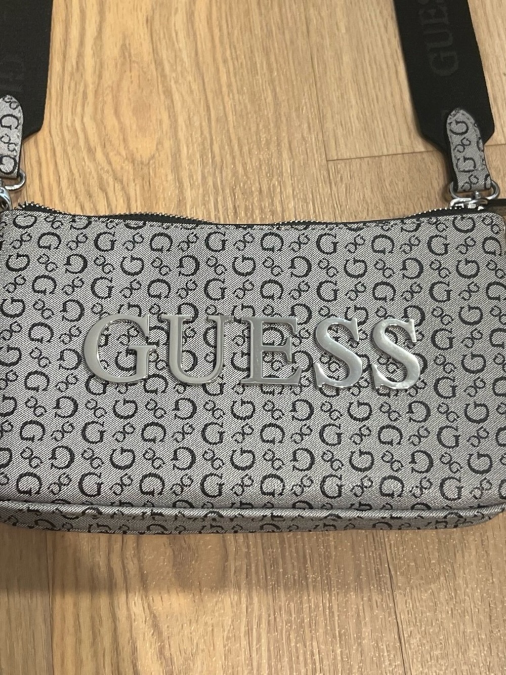 Guess Logo Monogram Crossbody Bag in Light Gray - Picture 2 of 5
